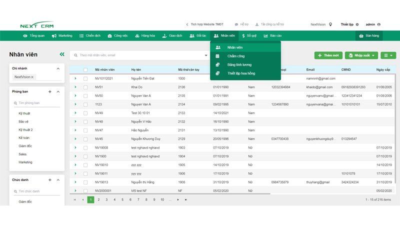 phần mềm quản lý nhân viên