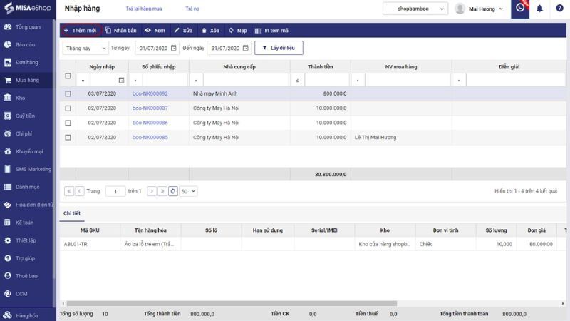 phần mềm misa eshop